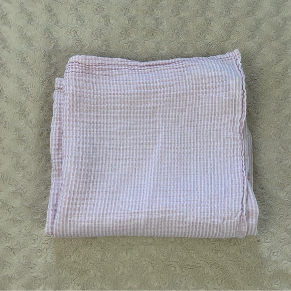 Carter's Pink White Stripes Baby Swaddle Blanket Muslin Cotton Thin - Picture 1 of 7